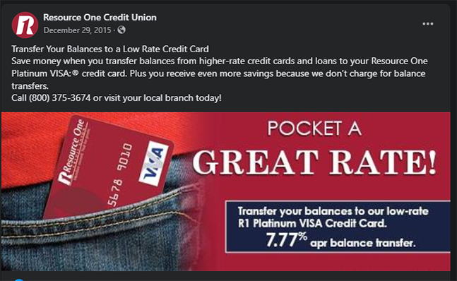 Facebook Credit Card Ad